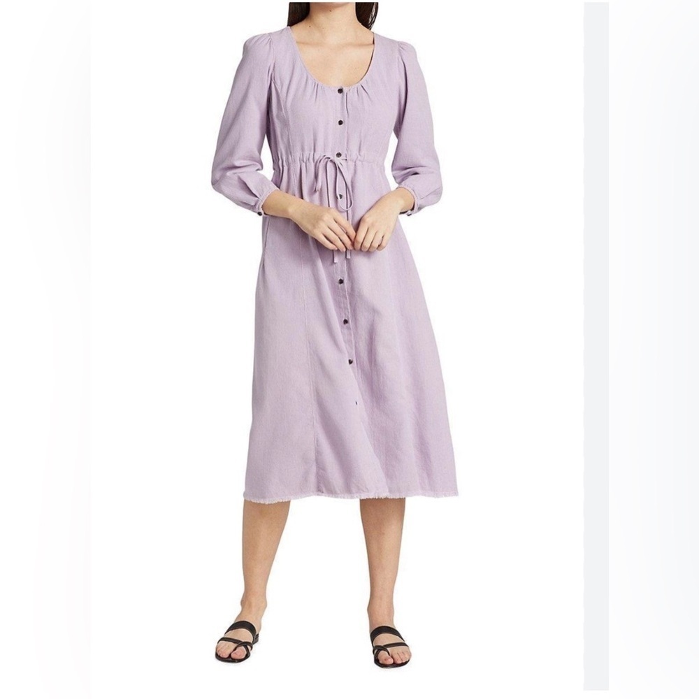 Raquel Allegra- Lilac ‘Sunday’ Long Sleeve Linen Blend Dress. Size M